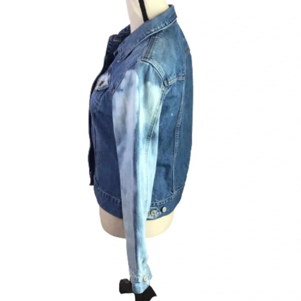 GAP Custom Hand Bleached Blue Jean Fitted Jacket Medium